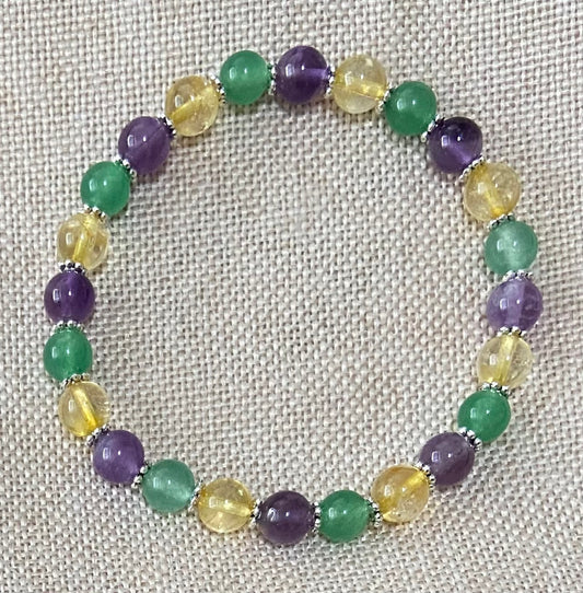 Mardi Gras Amethyst Citrine Green Aventurine Bracelet