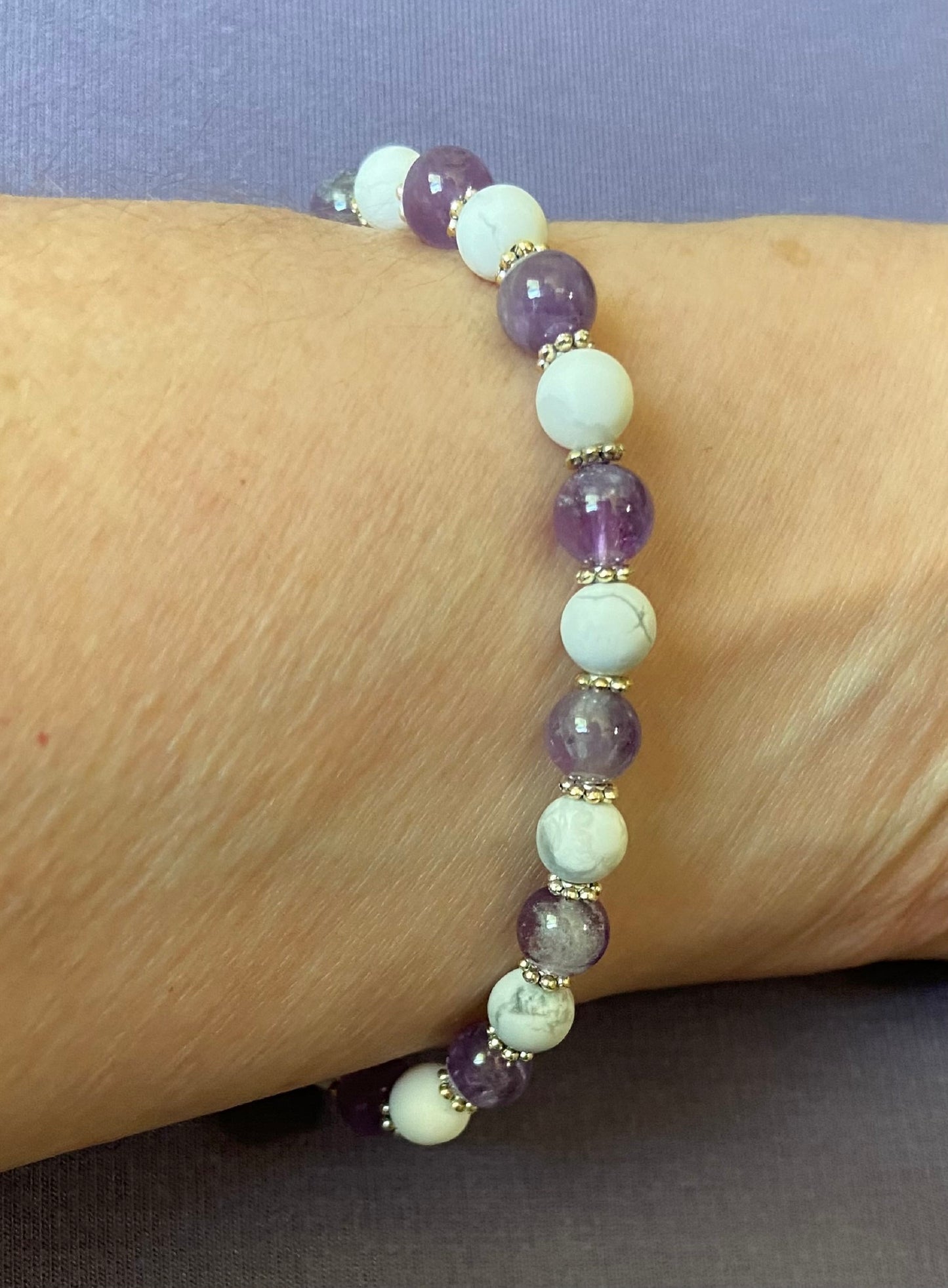 Amethyst and Howlite Bracelet