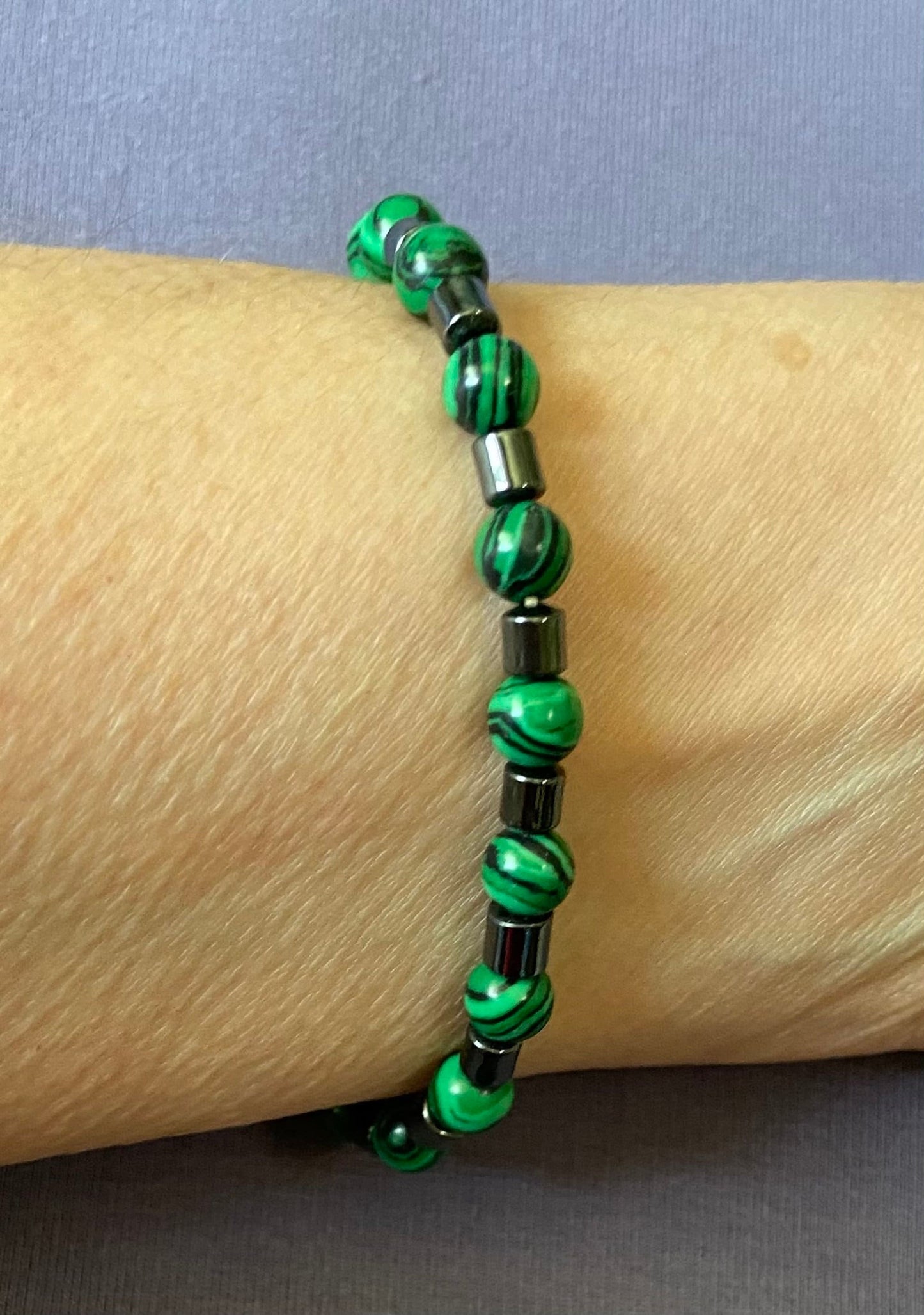 Malachite and Hematite Bracelet