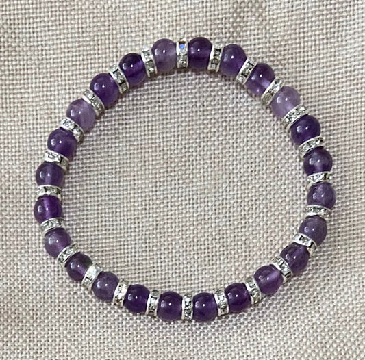 Amethyst and Crystal Rondelle Bracelet