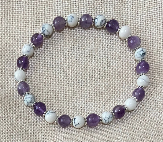 Amethyst and Howlite Bracelet