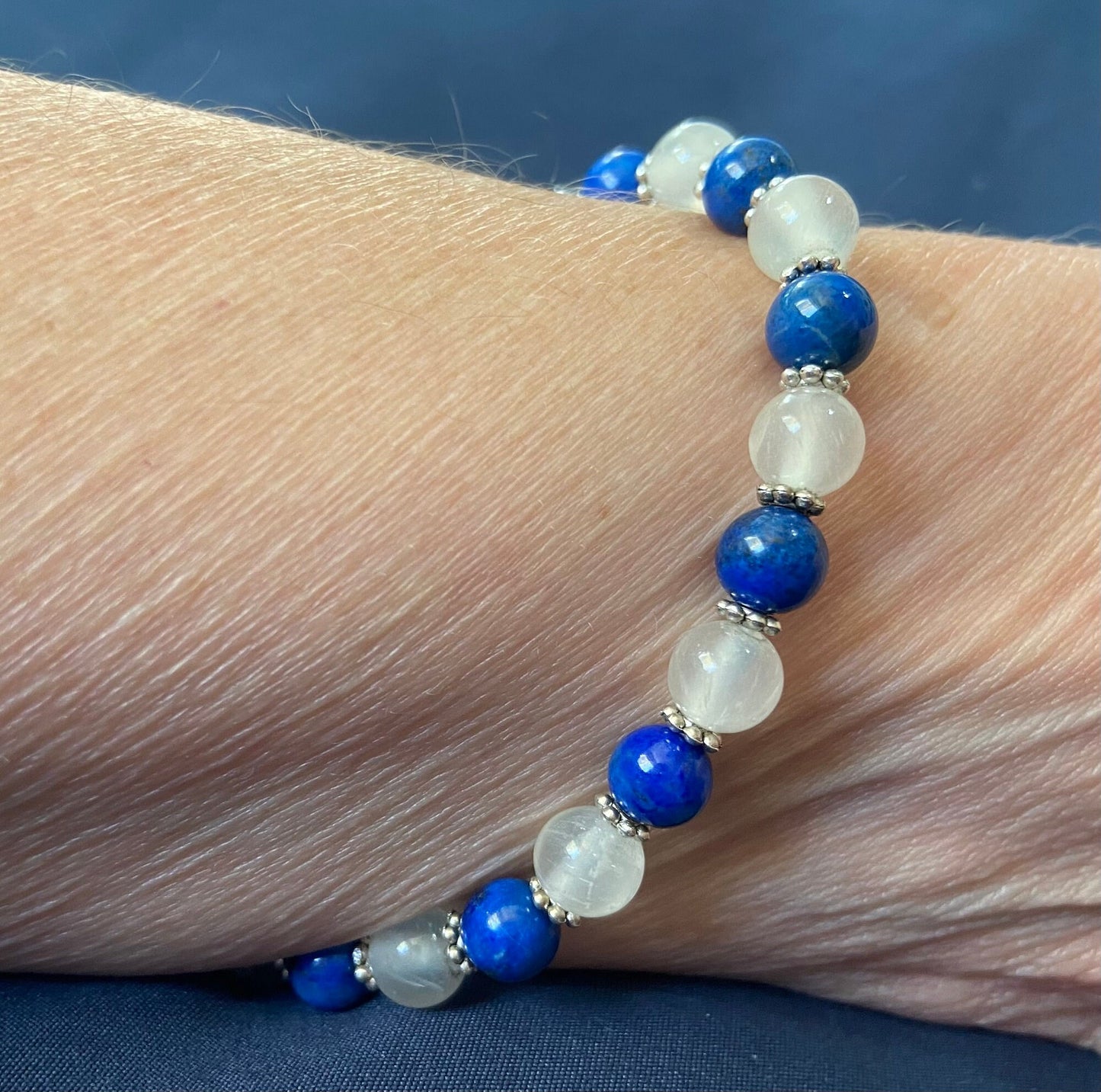 Lapis Lazuli and Selenite Bracelet