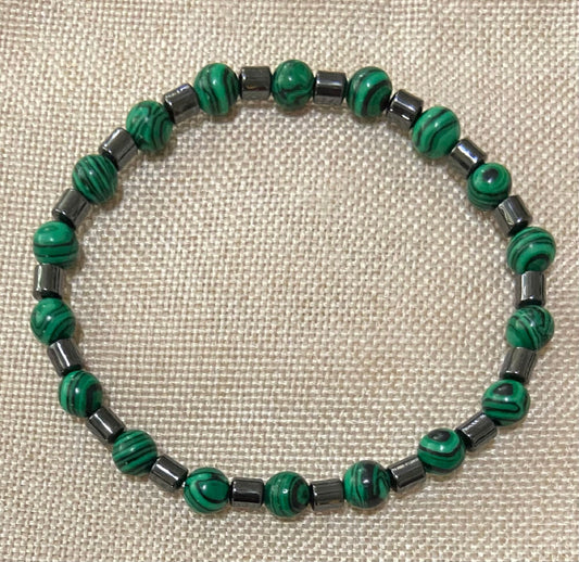 Malachite and Hematite Bracelet