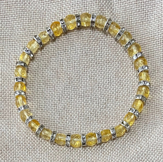 Citrine Facet and Crystal Rondelle Bracelet