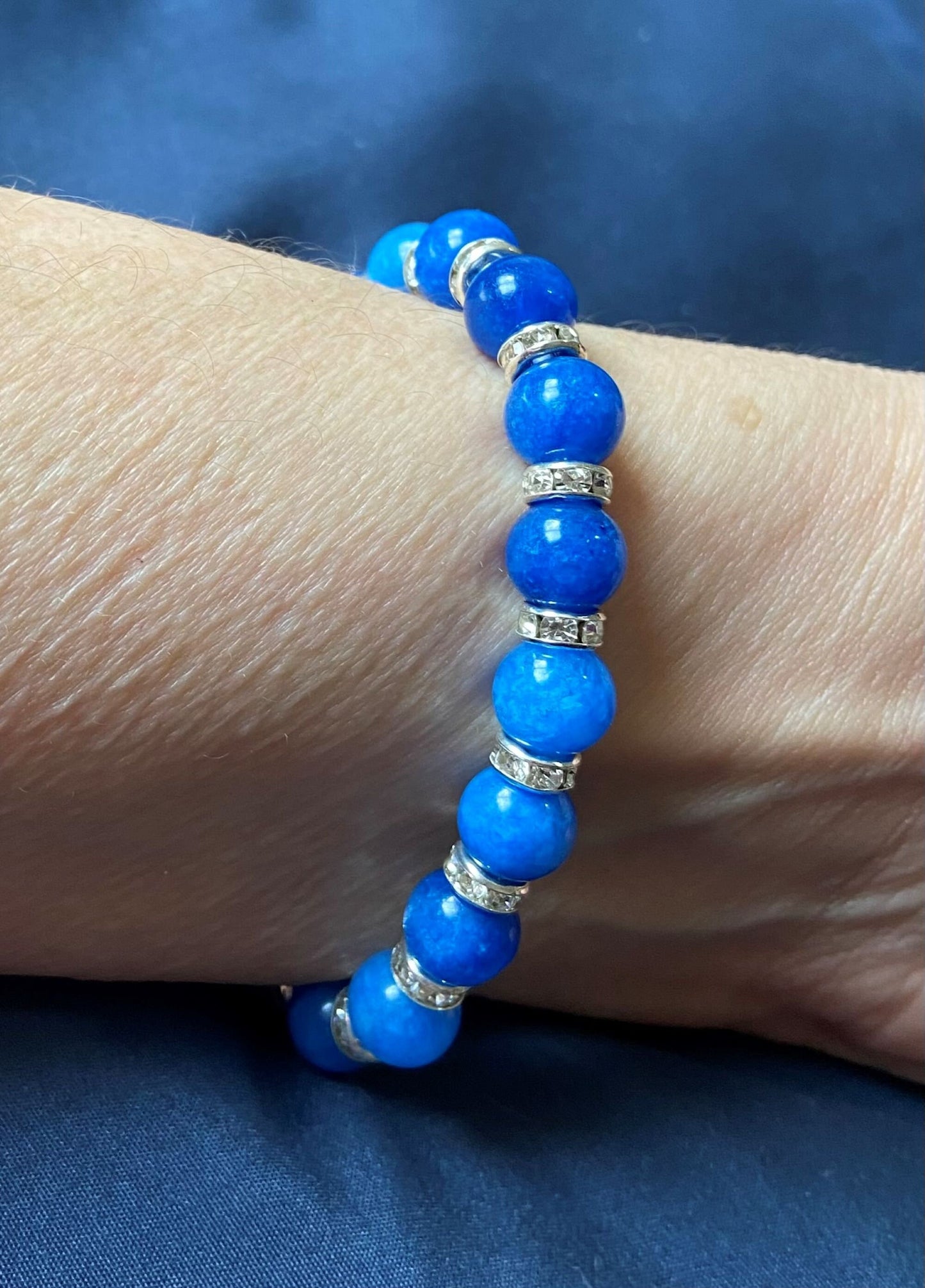 Kyanite and Crystal Rondelle Bracelet