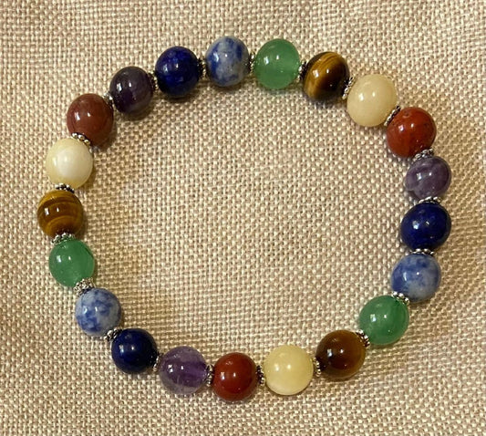 Chakra Semiprecious 8mm Stone Bracelet